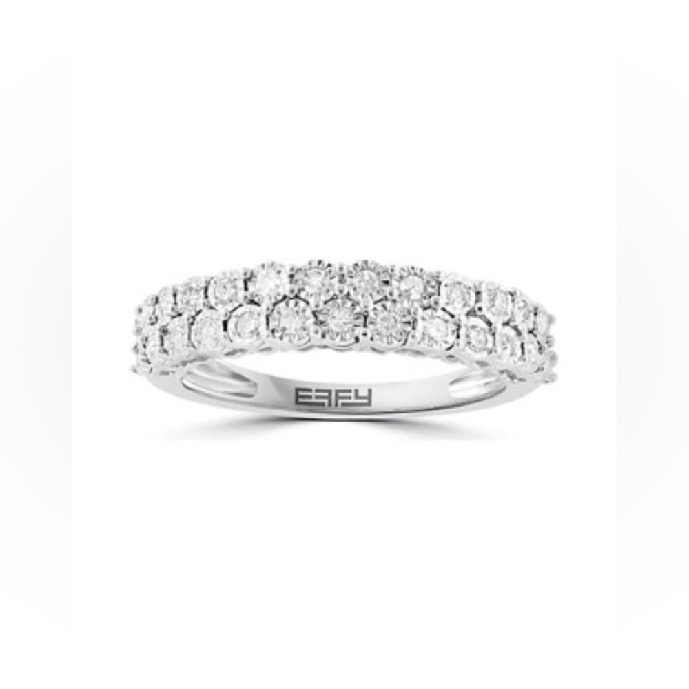 New EFFY 1/4 Carat Diamond Sterling Silver Ring Sz7